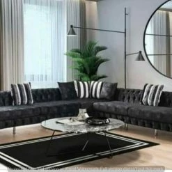 TURKISH DUBAI SOFA COLLECTION Hermes Corner Sofa Plush Velvet