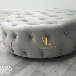Furniture Imports LTD 3+2 SOFAS Chesterfield Round Sofa FULL UPHOLSTERY Footstool