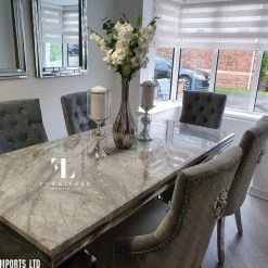 Furniture Imports LTD ALL DINING TABLE SET Phoenix Grey Marble Dining Table Set + Majestic Chairs