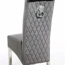 ASR INTERIOR Sofia Dining Chairs Lion Knocker Chrome Legs
