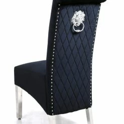 ASR INTERIOR Sofia Dining Chairs Lion Knocker Chrome Legs