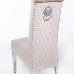 ASR INTERIOR Sofia Dining Chairs Lion Knocker Chrome Legs