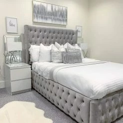 Furniture Imports LTD BED COLLECTION Luxe Curved Wingback Plush Velvet Bed