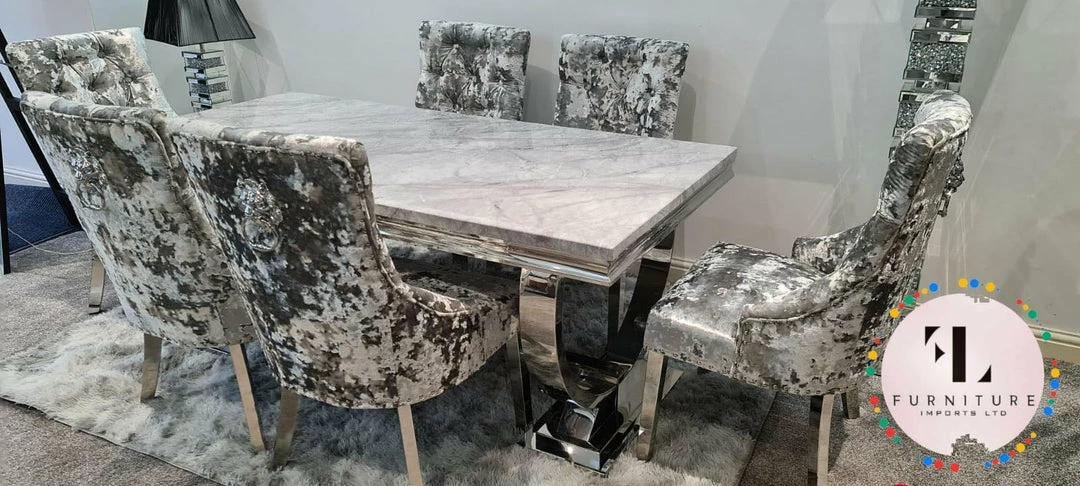 Furniture Imports LTD Danetti Lustro Crush Arianna Marble Dining Set ALL DINING TABLE SET