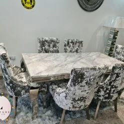 Furniture Imports LTD ALL DINING TABLE SET Danetti Lustro Crush Imperial Marble Dining Set