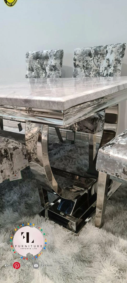 Furniture Imports LTD Danetti Lustro Crush Arianna Marble Dining Set ALL DINING TABLE SET