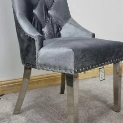 ASR INTERIOR Parklane Silver Pewter Velvet Dining Chair SALE ITEMS