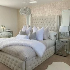 Furniture Imports LTD BED COLLECTION Luxe Curved Wingback Plush Velvet Bed