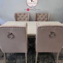 Furniture Imports LTD Chelsea Cream Dining Table Set + Orlando Circle Knockerback Dining Chairs ALL DINING TABLE SET