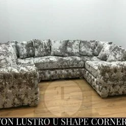Velvetsofa SOFAS ASHTON LUSTRO CRUSHED VELVET U CORNER SOFA RANGE