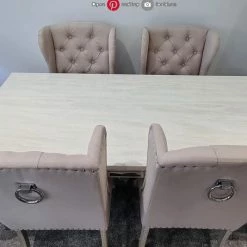 Furniture Imports LTD Chelsea Cream Dining Table Set + Orlando Circle Knockerback Dining Chairs ALL DINING TABLE SET