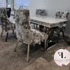 Furniture Imports LTD Phoenix Grey Marble Dining Table Set + Lustro Velvet Dining Chairs