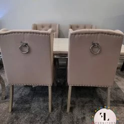 Furniture Imports LTD Chelsea Cream Dining Table Set + Orlando Circle Knockerback Dining Chairs ALL DINING TABLE SET