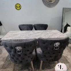 Furniture Imports LTD Valentino Arianna Grey Marble Dining Table Set