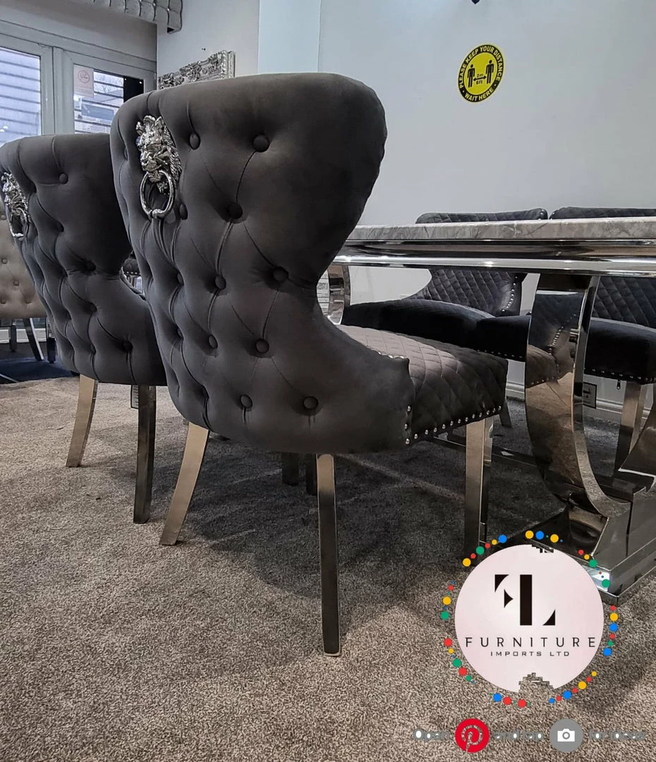 Furniture Imports LTD Valentino Arianna Grey Marble Dining Table Set