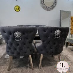 Furniture Imports LTD Valentino Arianna Grey Marble Dining Table Set