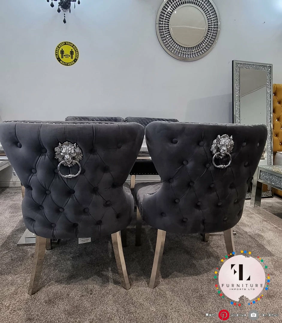 Furniture Imports LTD Valentino Arianna Grey Marble Dining Table Set