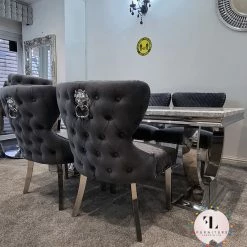 Furniture Imports LTD Valentino Arianna Grey Marble Dining Table Set