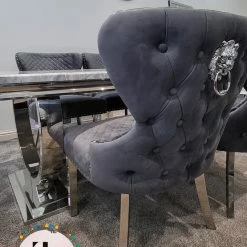 Furniture Imports LTD Valentino Arianna Grey Marble Dining Table Set