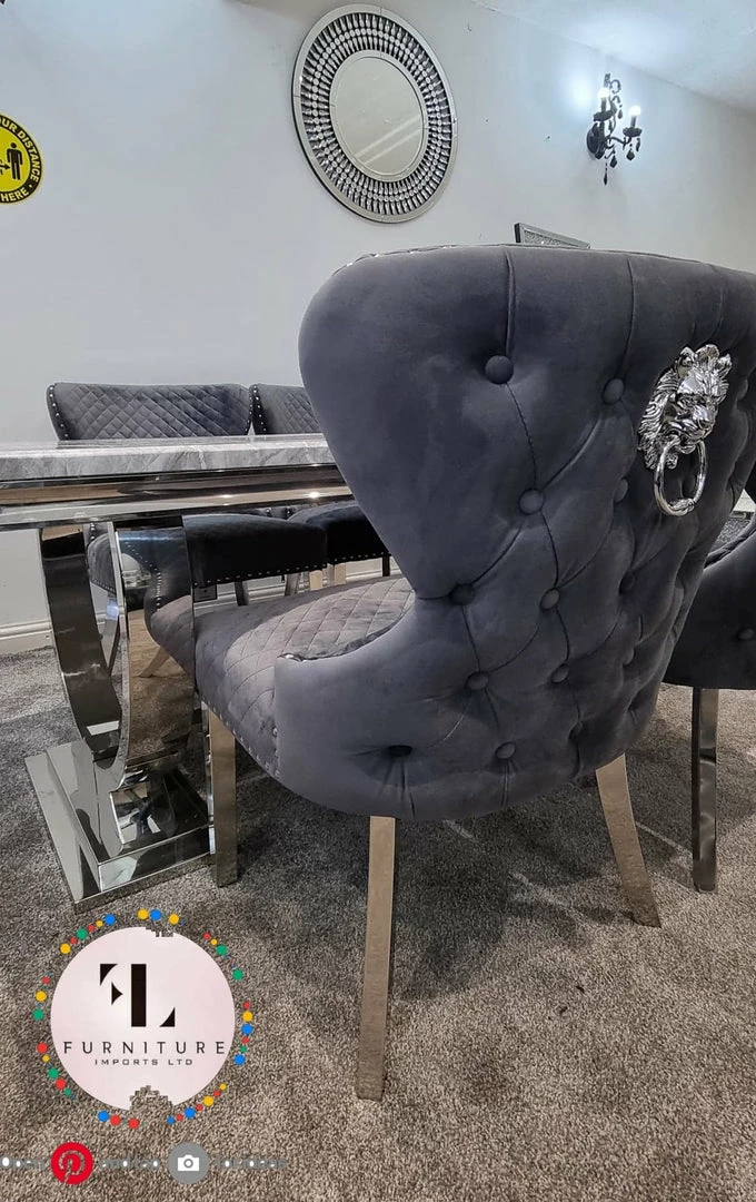 Furniture Imports LTD Valentino Arianna Grey Marble Dining Table Set