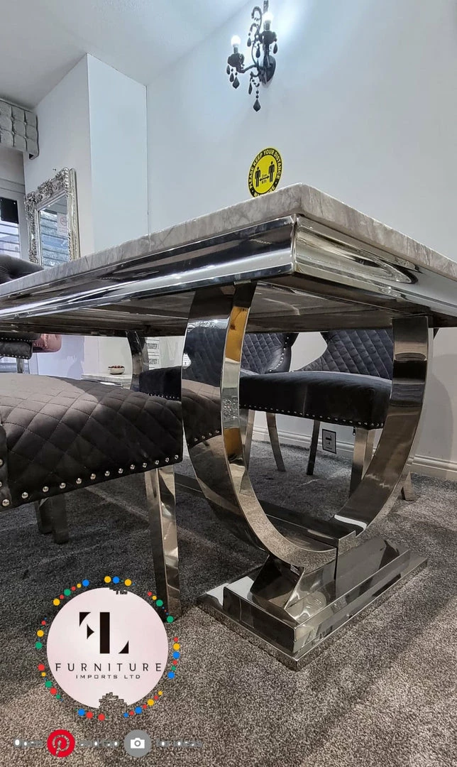 Furniture Imports LTD Valentino Arianna Grey Marble Dining Table Set