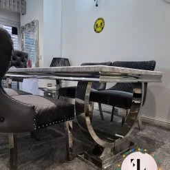 Furniture Imports LTD Valentino Arianna Grey Marble Dining Table Set