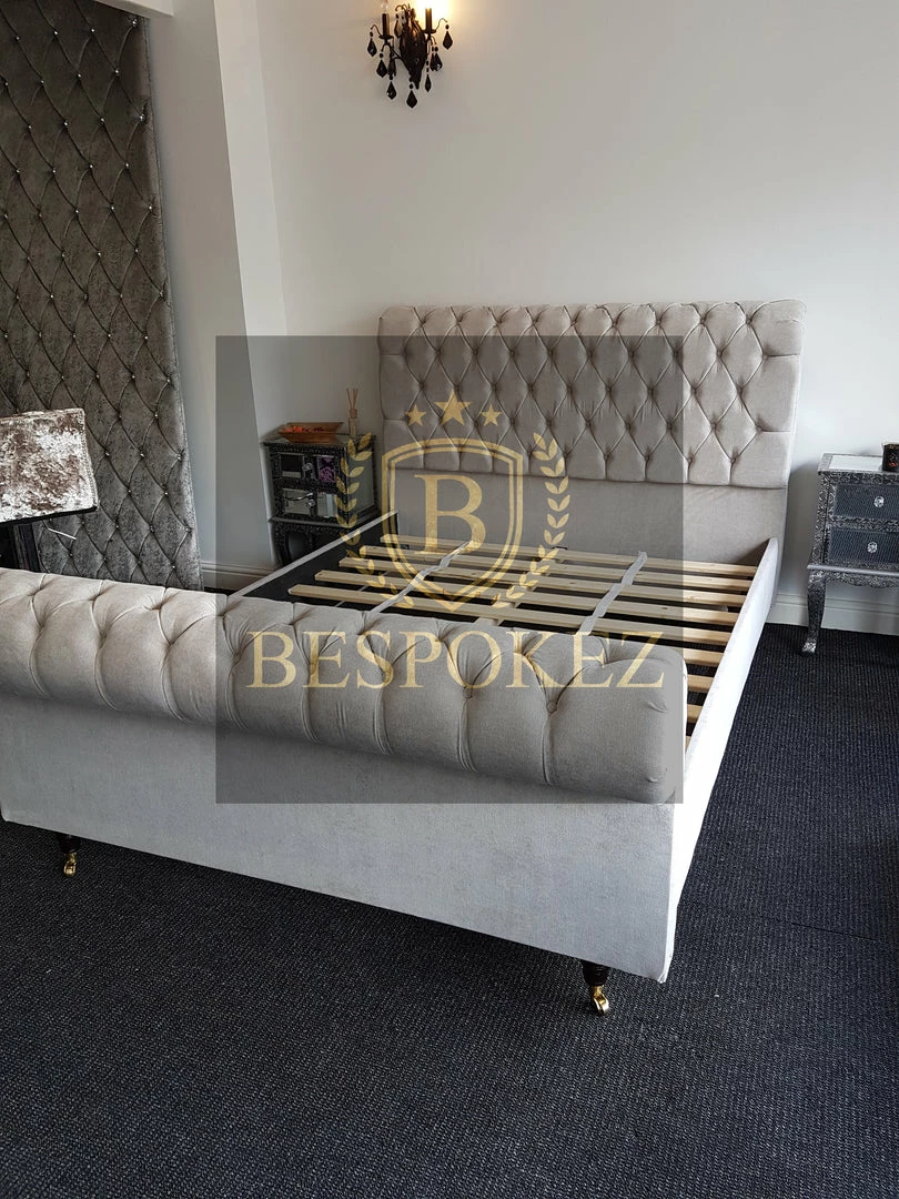 BESPOKEZ Santiago Plush Velvet Bedstead