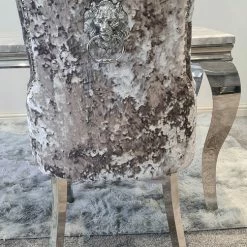 ASR INTERIOR Venice Lustro Premium Crushed Velvet Silver Dining Chair