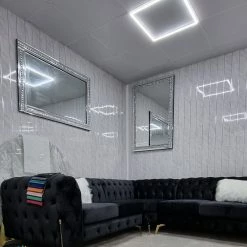 FURNITIURE IMPORT Hermes Corner 270cm X 270cm Black Velvet DUBAI SOFA COLLECTION