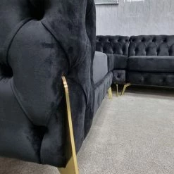 FURNITIURE IMPORT Hermes Corner 270cm X 270cm Black Velvet DUBAI SOFA COLLECTION