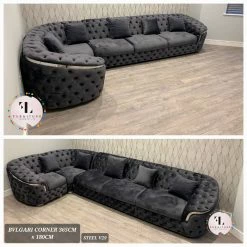 TURKISH Bvlgari Corner Sofa Range Plush Velvet - Choose Combination DUBAI SOFA COLLECTION