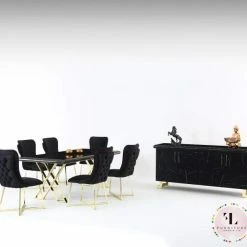 Furniture Imports LTD Luna Dining Table Set In Black With Chrome Legs ALL DUBAI DINING & OCCATIONAL RANGES