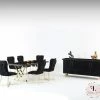 Furniture Imports LTD ALL DUBAI DINING & OCCATIONAL RANGES Luna Dining Table Set In Black With Gold Legs