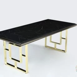 Furniture Imports LTD Anka Dining Table Set In Black With Gold Legs ALL DUBAI DINING & OCCATIONAL RANGES