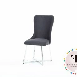 Furniture Imports LTD Luna Dining Table Set In White With Black Or Grey Chairs Chrome Legs