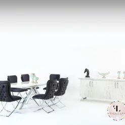 Furniture Imports LTD ALL DUBAI DINING & OCCATIONAL RANGES Karla Chrome Metal Finish Dining Table Set