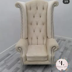 Velvetsofa SOFAS Queen Ann / Arm Chair High Back French Velvet & Lustro Velvet Range