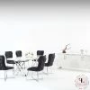 Furniture Imports LTD Luna Dining Table Set In White With Black Or Grey Chairs Chrome Legs