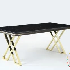Furniture Imports LTD ALL DUBAI DINING & OCCATIONAL RANGES Luna Dining Table Set In Black With Gold Legs