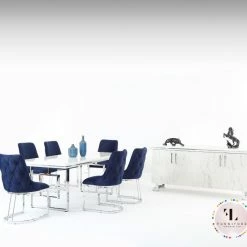 Furniture Imports LTD ALL DUBAI DINING & OCCATIONAL RANGES Anka Chrome Metal Finish Dining Table Set