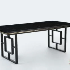 Furniture Imports LTD Anka Black Static Dining Table Set With Black Legs ALL DUBAI DINING & OCCATIONAL RANGES