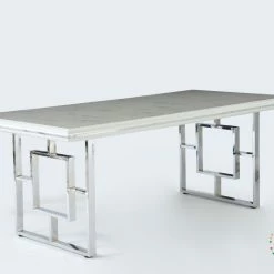 Furniture Imports LTD ALL DUBAI DINING & OCCATIONAL RANGES Anka Chrome Metal Finish Dining Table Set