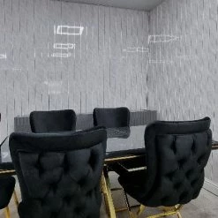 Furniture Imports LTD Karla Gold Metal Finish Dining Table Set + 4 Dining Chairs