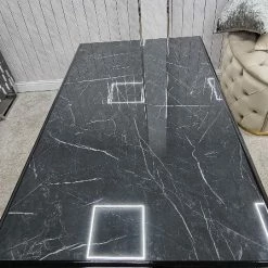 Furniture Imports LTD Karla Gold Metal Finish Dining Table Set + 4 Dining Chairs