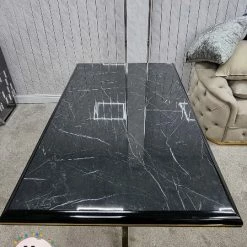 Furniture Imports LTD Karla Gold Metal Finish Dining Table Set + 4 Dining Chairs