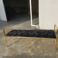 Furniture Imports LTD Sahara Metal Plating Plush Soft Velvet Bench