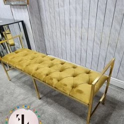 Furniture Imports LTD Sahara Metal Plating Plush Soft Velvet Bench