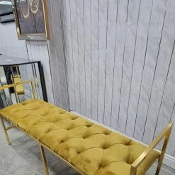 Furniture Imports LTD Sahara Metal Plating Plush Soft Velvet Bench