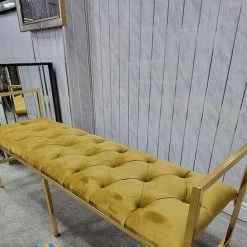 Furniture Imports LTD Sahara Metal Plating Plush Soft Velvet Bench