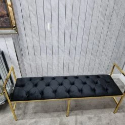 Furniture Imports LTD Sahara Metal Plating Plush Soft Velvet Bench